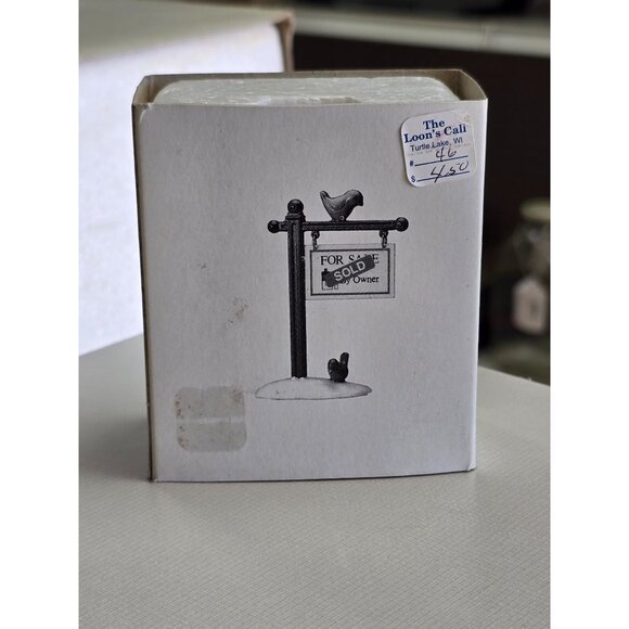 Miniature Signpost Figurine With "For Sale By Owner" & "Sold" Sign Featuring Bir - Picture 2 of 9